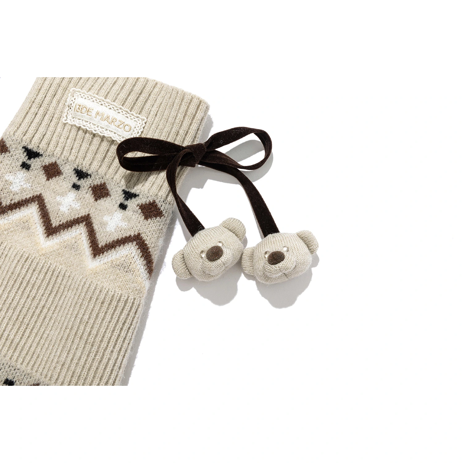 13DE MARZO Bow Knit Jacquard Leg Warmers - Image 7