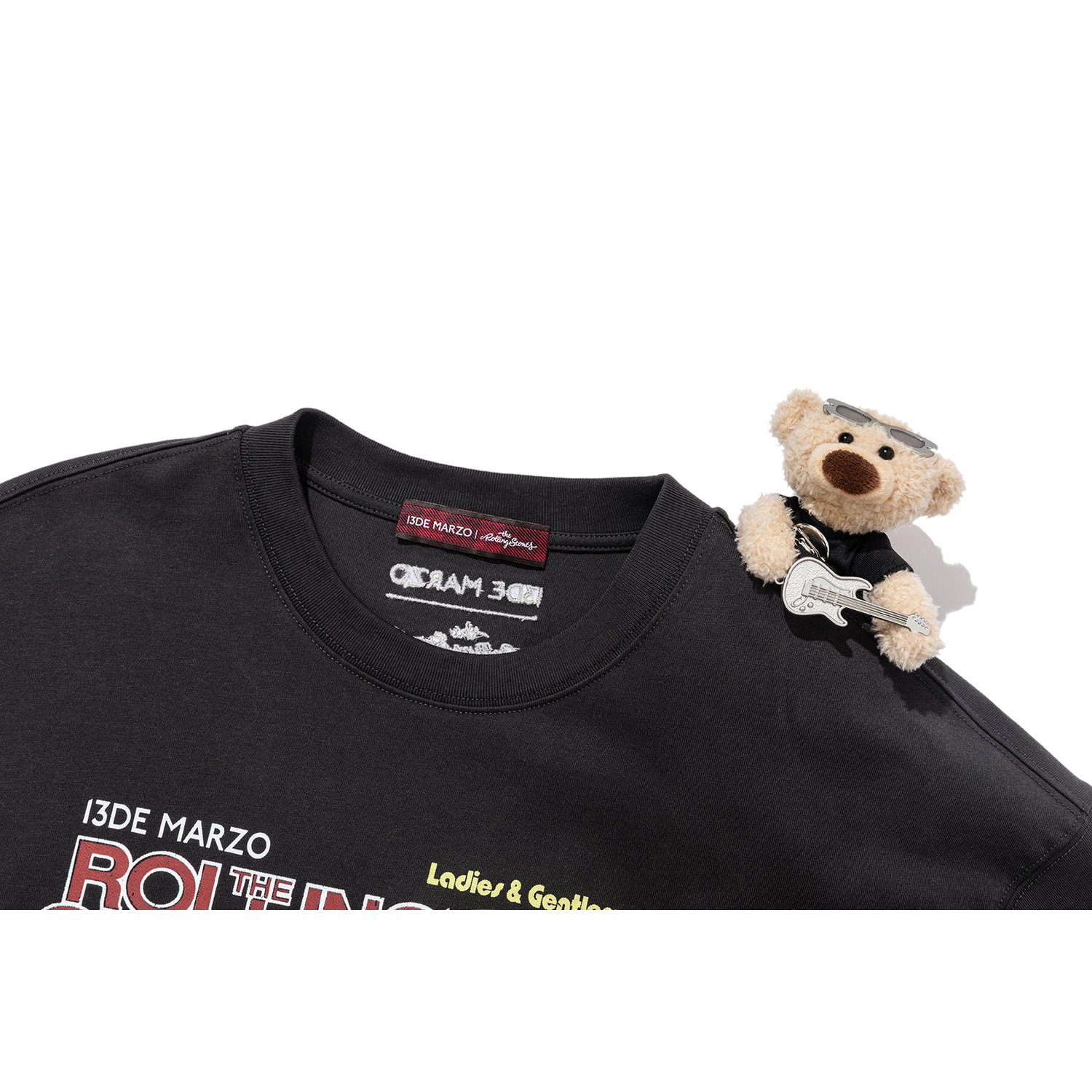 13DE MARZO Rolling Stones Print Sleeve T-shirt Black - Image 7