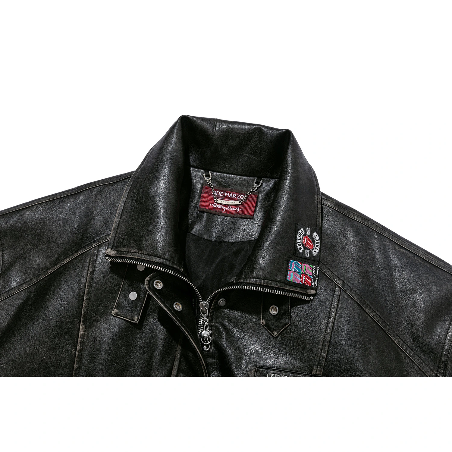 13DE MARZO Rolling Stones Faux Leather Jacket Black - Image 7