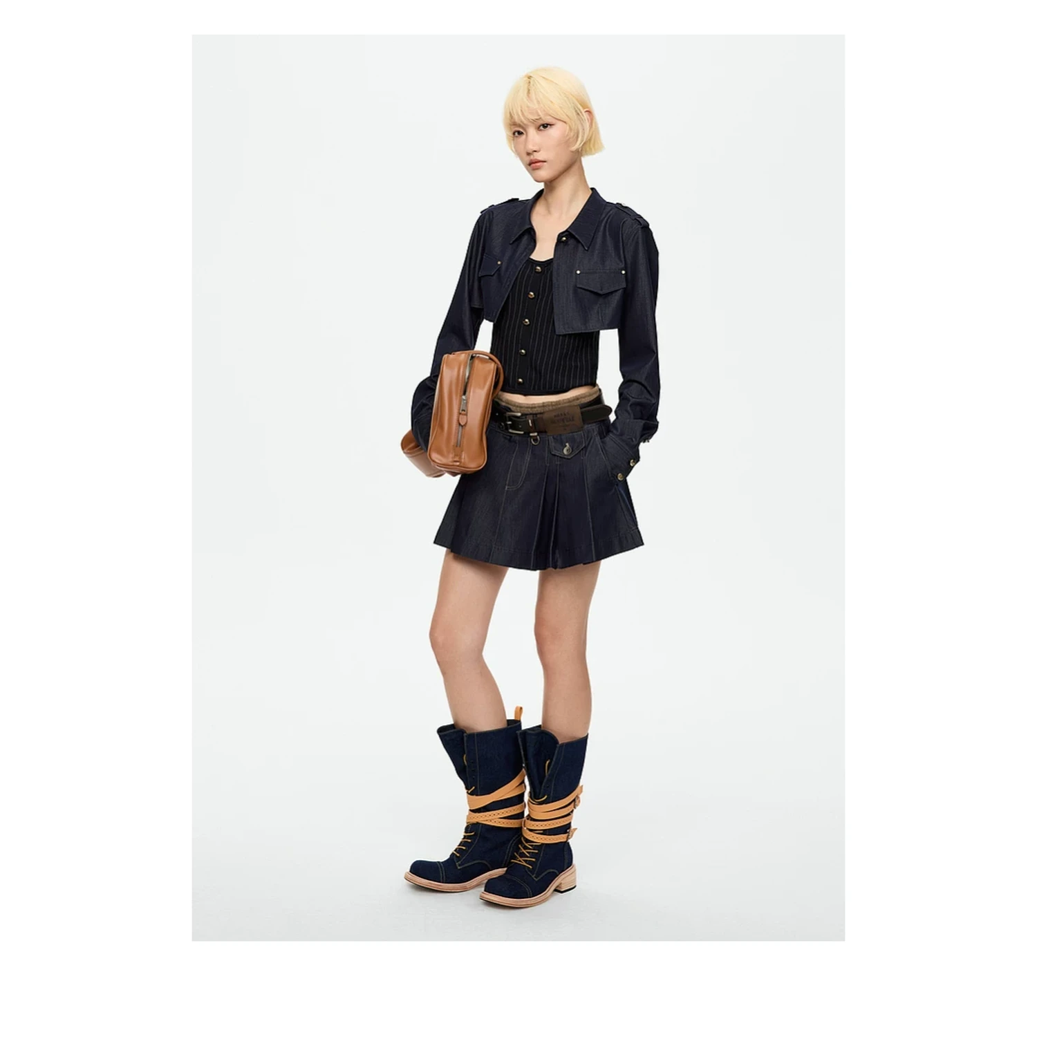 REVAN Double-Waistband Pleated Mini Skirt - Image 7