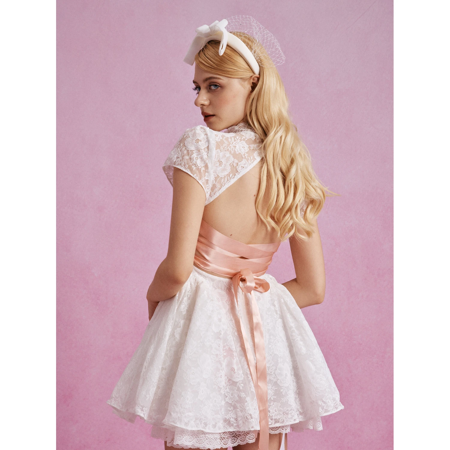 Maison Amory The Knit Backless Puffer Dress in Cream WHITE - Image 7