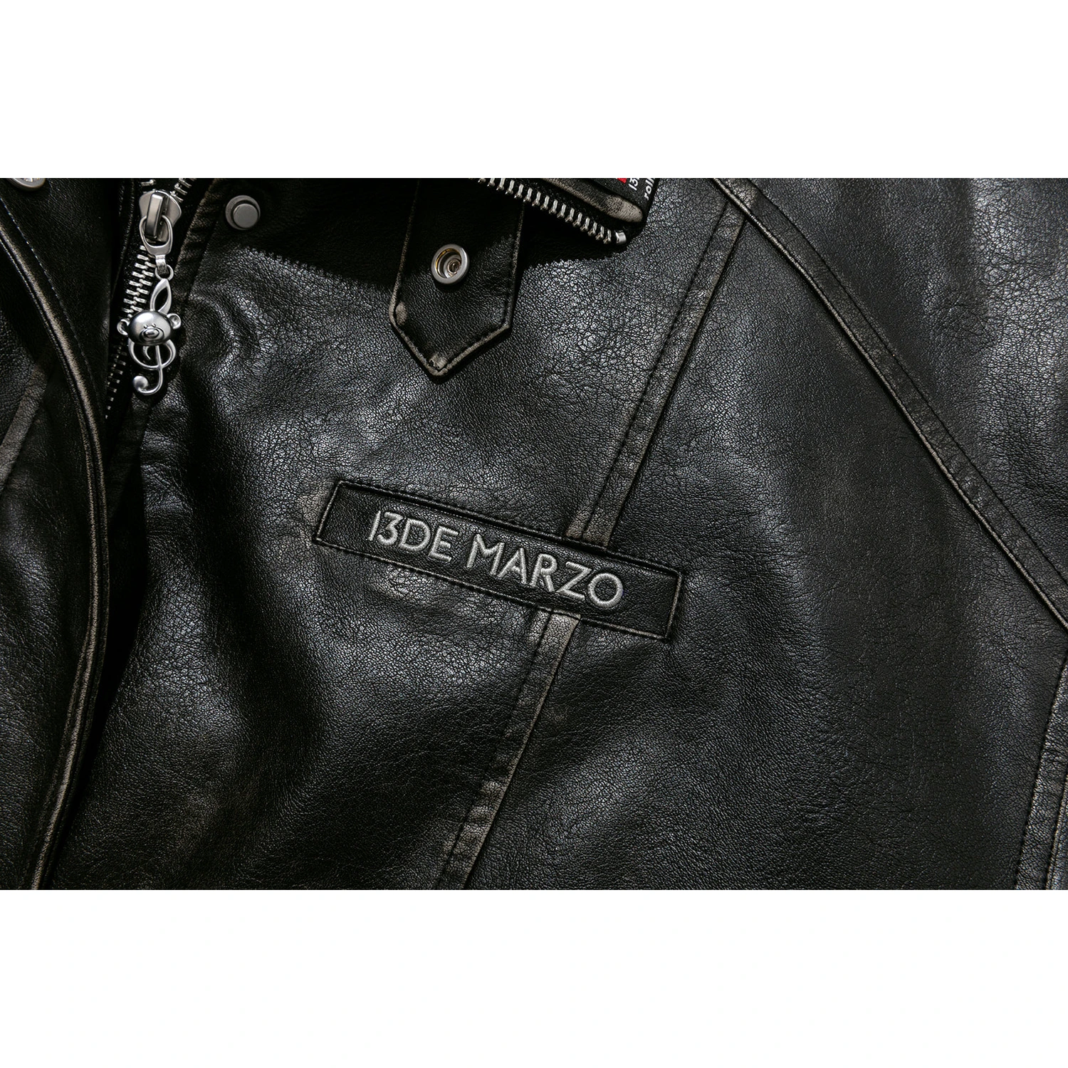 13DE MARZO Rolling Stones Faux Leather Jacket Black - Image 8