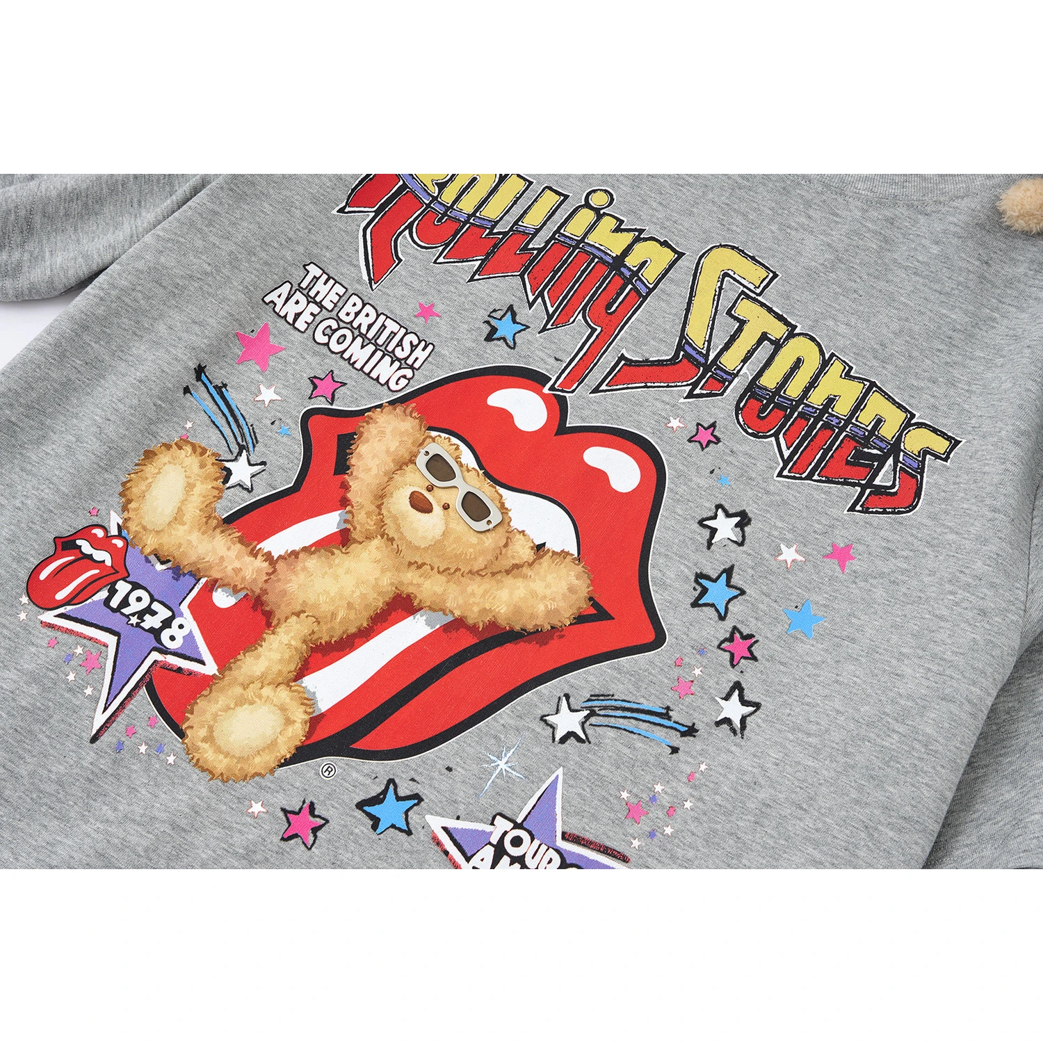 13DE MARZO Rolling Stones Cropped Distressed Tee Grey - Image 9