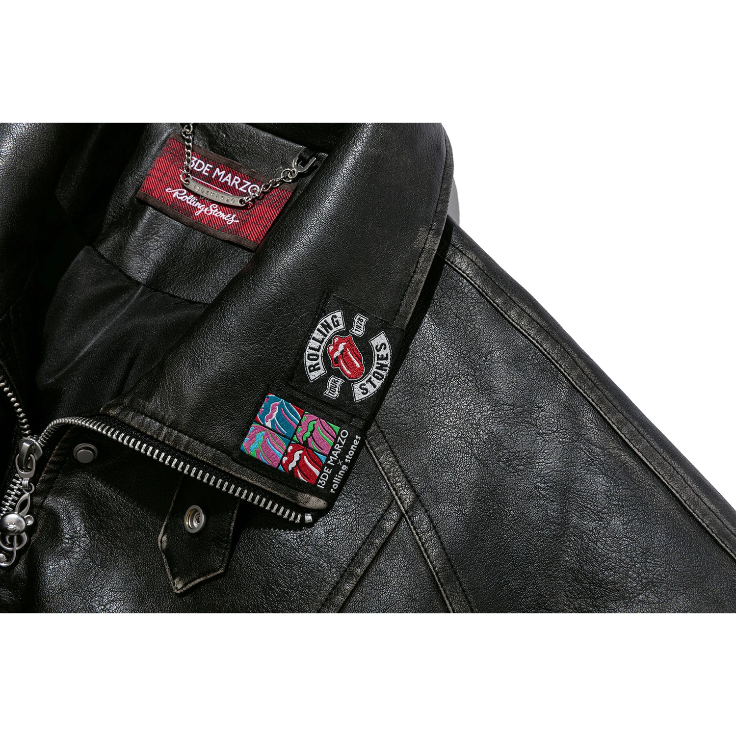 13DE MARZO Rolling Stones Faux Leather Jacket Black - Image 9