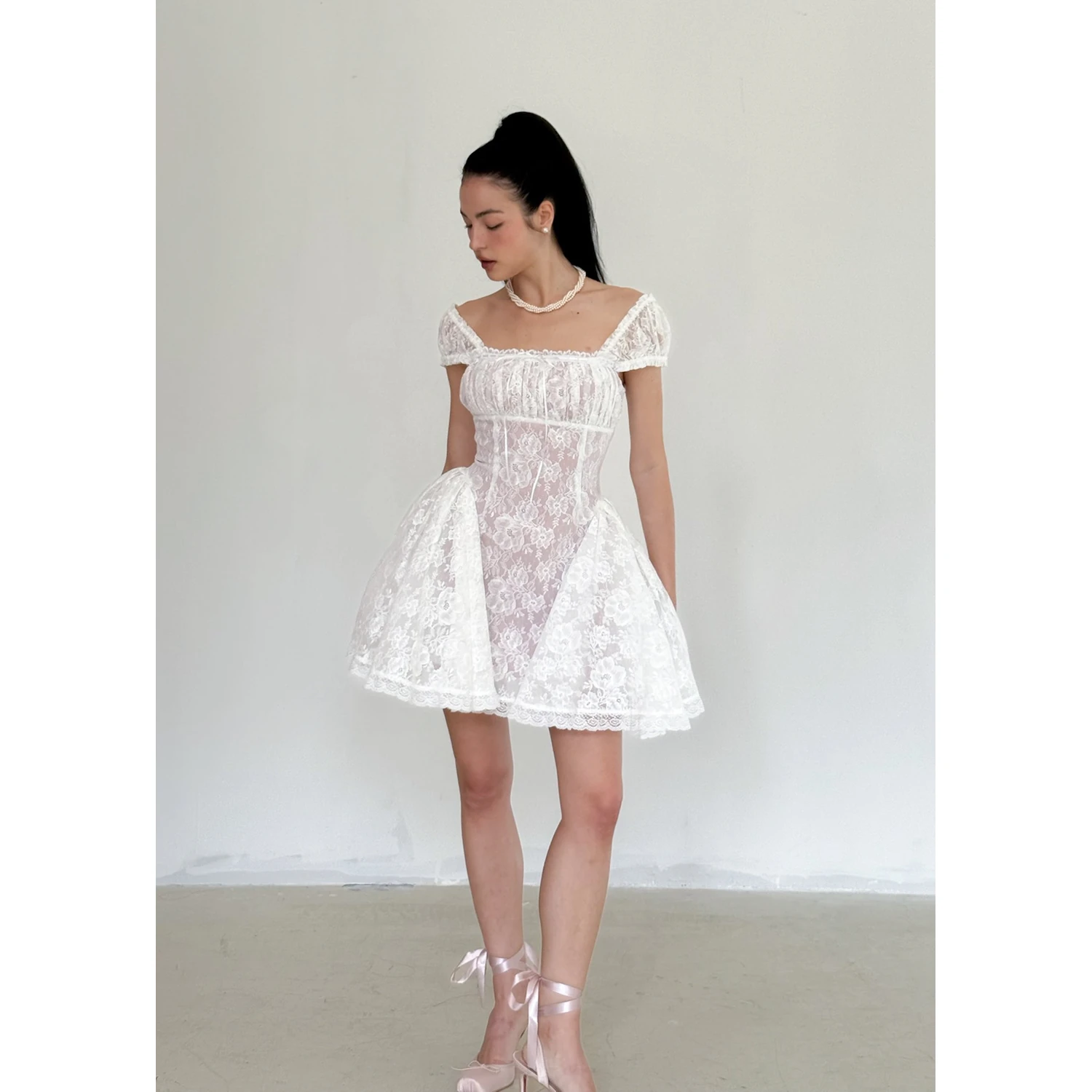 Maison Amory The Snow White Mini Dress in White - Image 9