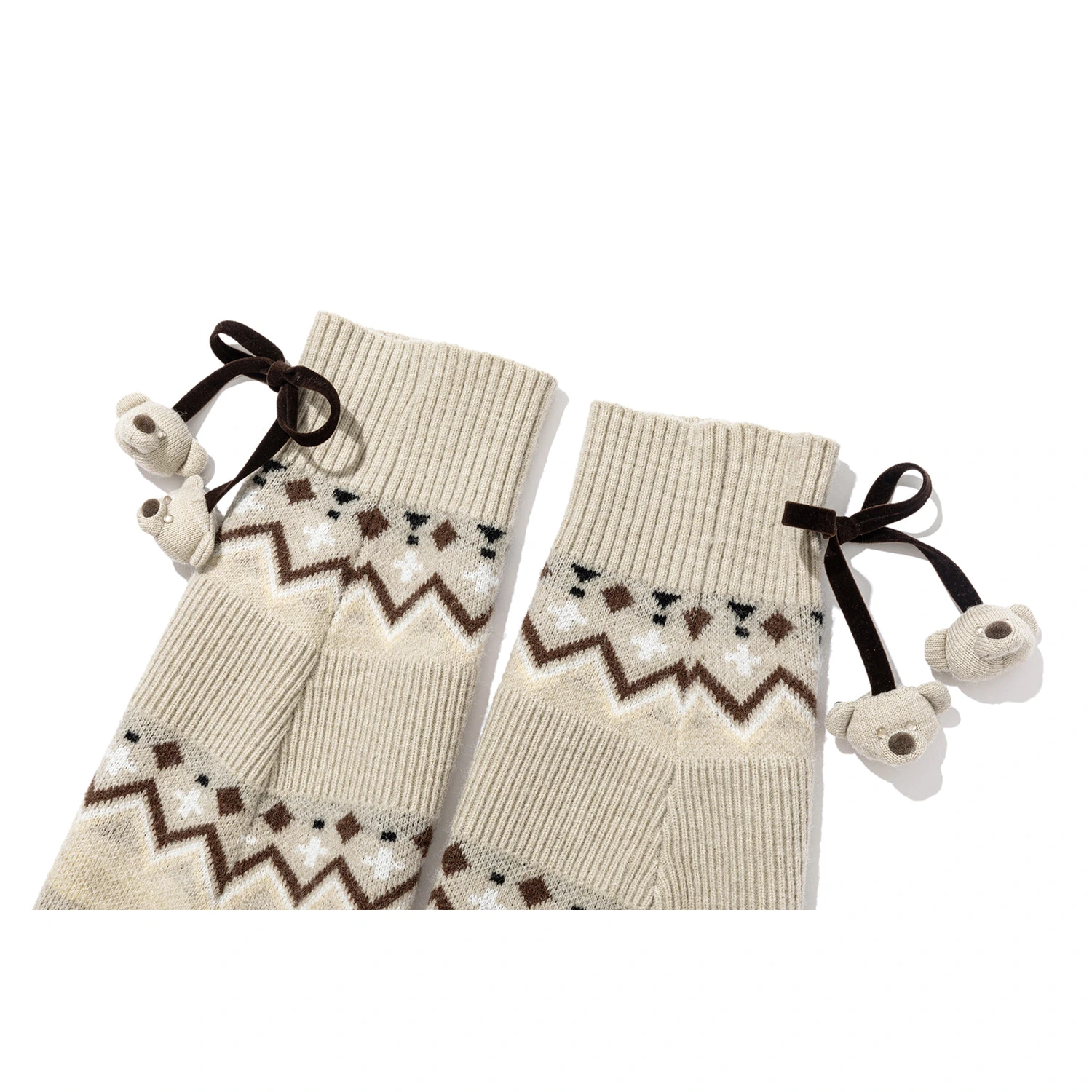 13DE MARZO Bow Knit Jacquard Leg Warmers - Image 10