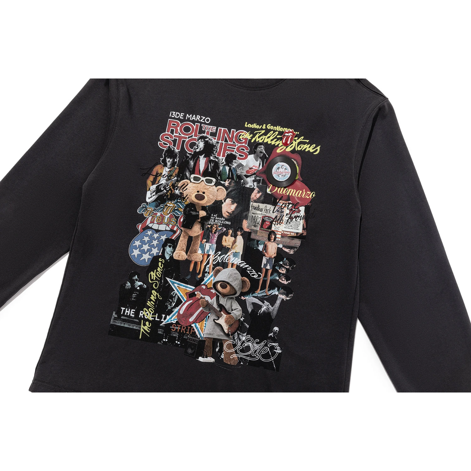 13DE MARZO Rolling Stones Print Sleeve T-shirt Black - Image 10