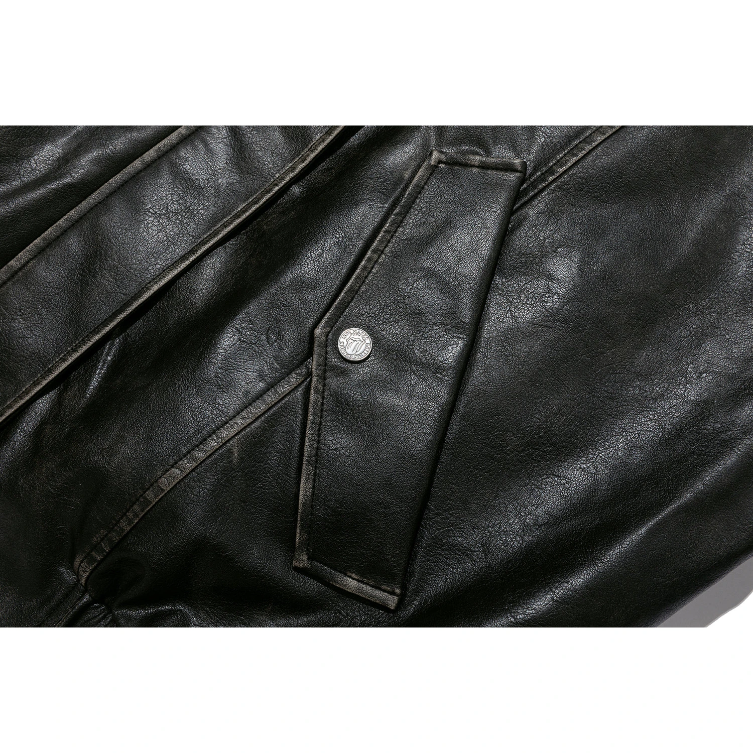 13DE MARZO Rolling Stones Faux Leather Jacket Black - Image 10