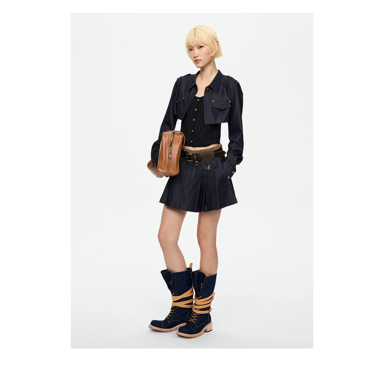 REVAN Cropped Shirt and Pinstripe Vest Set - Image 12