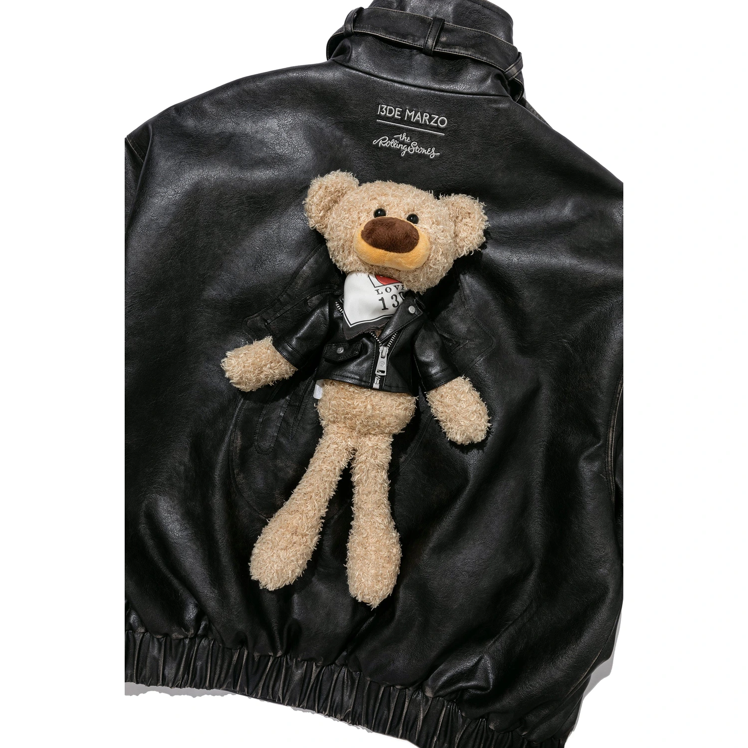 13DE MARZO Rolling Stones Faux Leather Jacket Black - Image 17