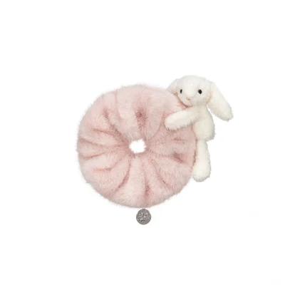 13DE MARZO Furry Hair Tie Dusty pink