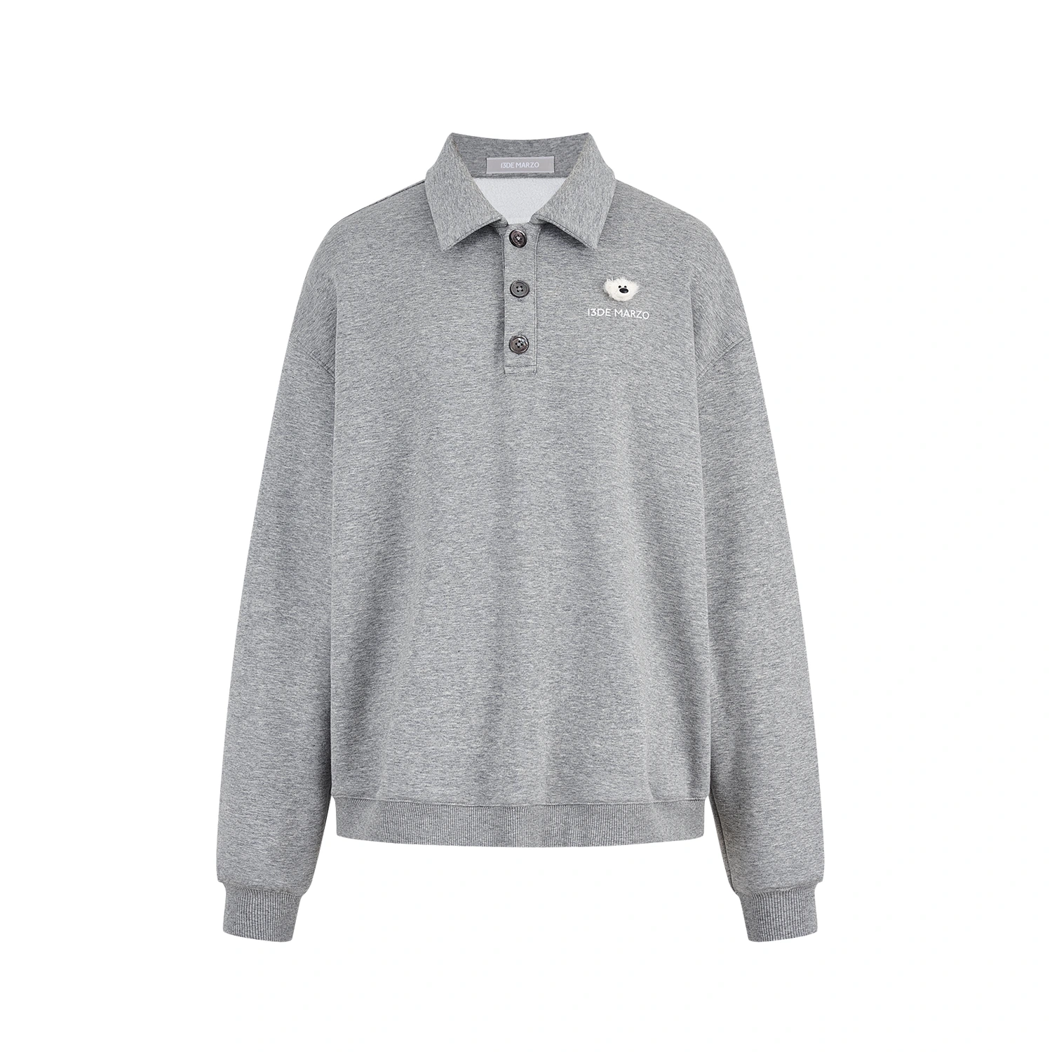13DE MARZO Polo Long Sleeve Sweatshirt Grey
