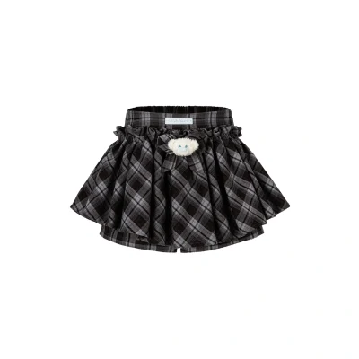 13DE MARZO Plaid Bow Tulle Skirt Blue