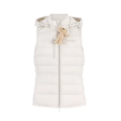 13DE MARZO Cinched Waist Quilted Down Vest White