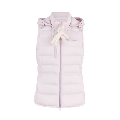 13DE MARZO Cinched Waist Quilted Down Vest Pink