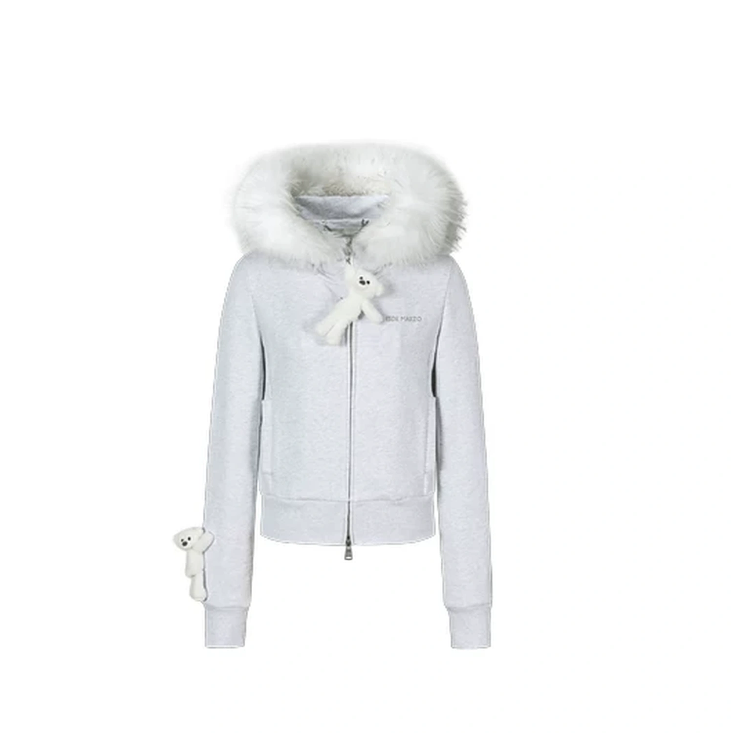 13DE MARZO Doozoo Fur Collar Hoodie Light Grey