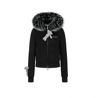 13DE MARZO Doozoo Fur Collar Hoodie Black