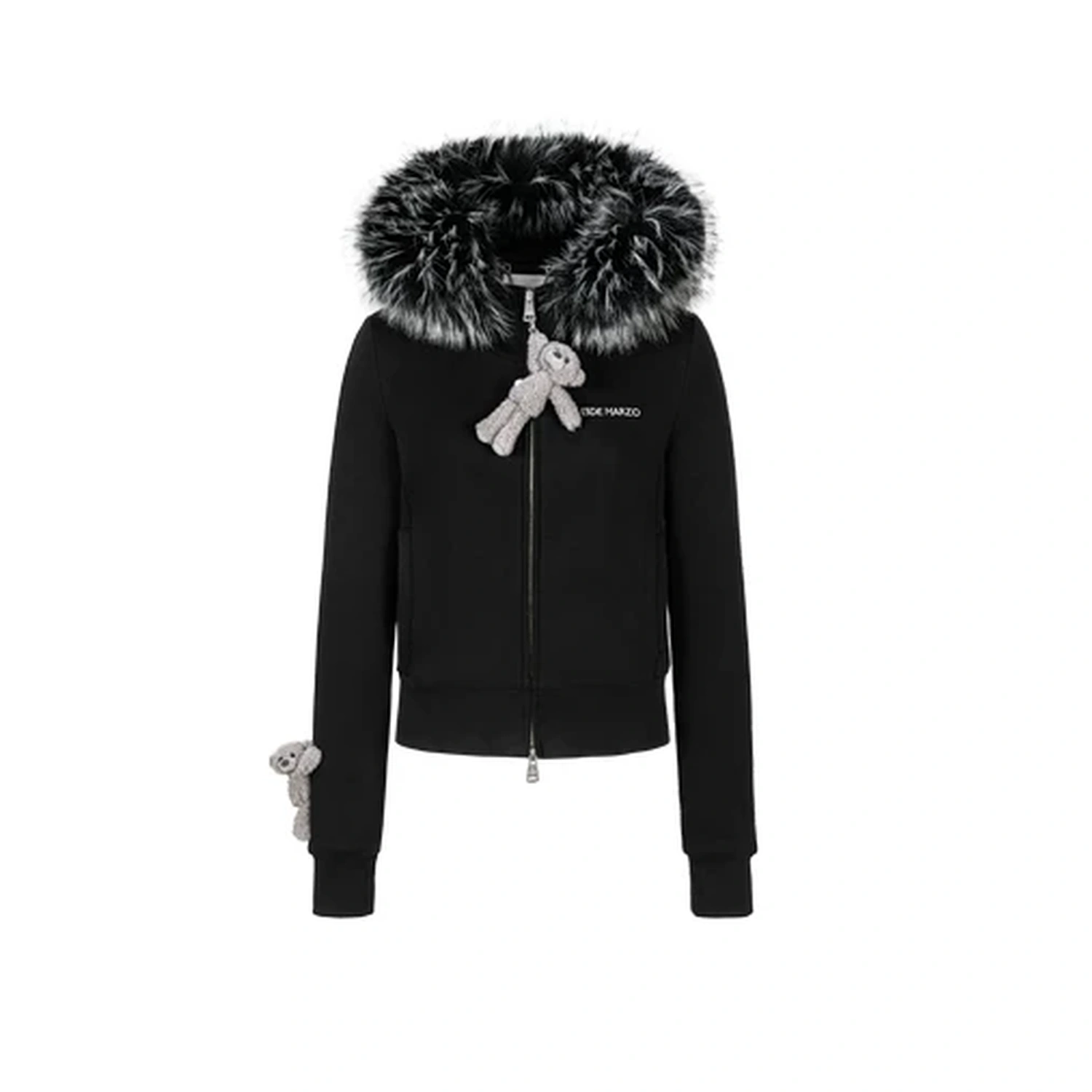 13DE MARZO Doozoo Fur Collar Hoodie Black