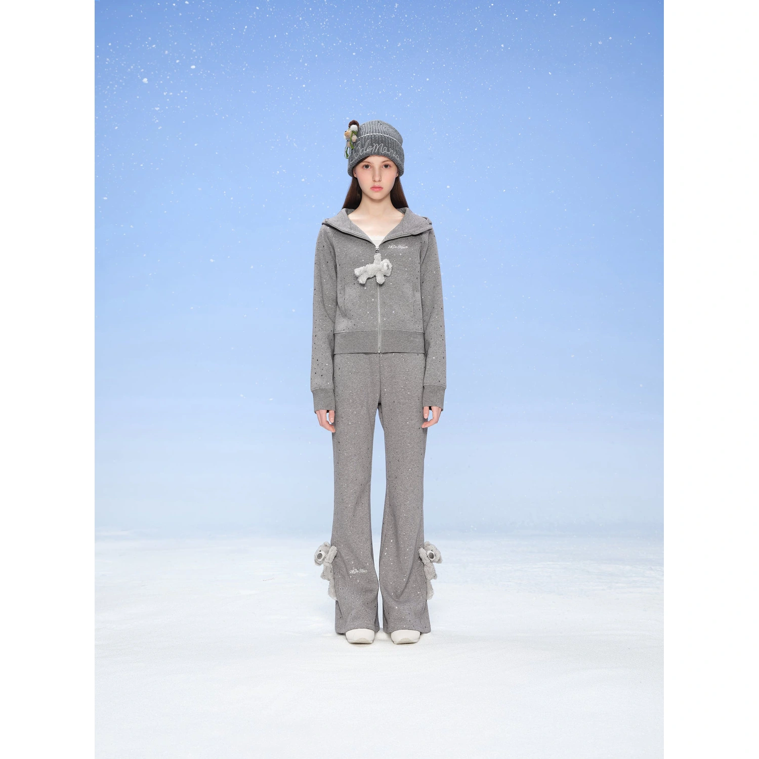 13DE MARZO Galaxy Spark Slim Fit Hoodie Grey - Image 2
