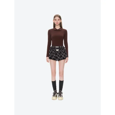 13DE MARZO Plaid Bow Tulle Skirt Blue