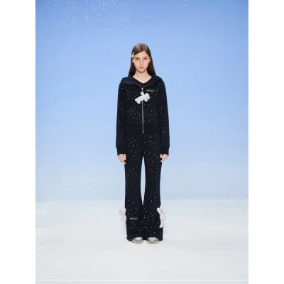 13DE MARZO Galaxy Spark Slim Fit Hoodie Navy Blue