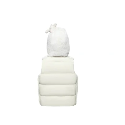 13DE MARZO Patchwork Down Hooded Vest Beige
