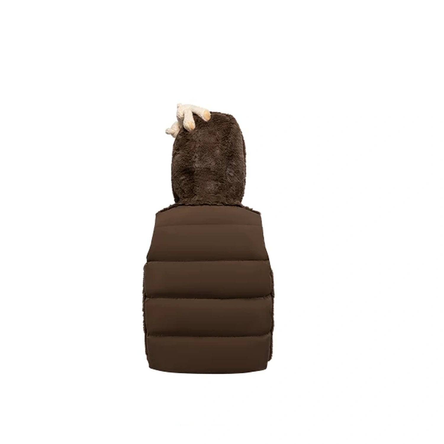 13DE MARZO Patchwork Down Hooded Vest Brown - Image 2