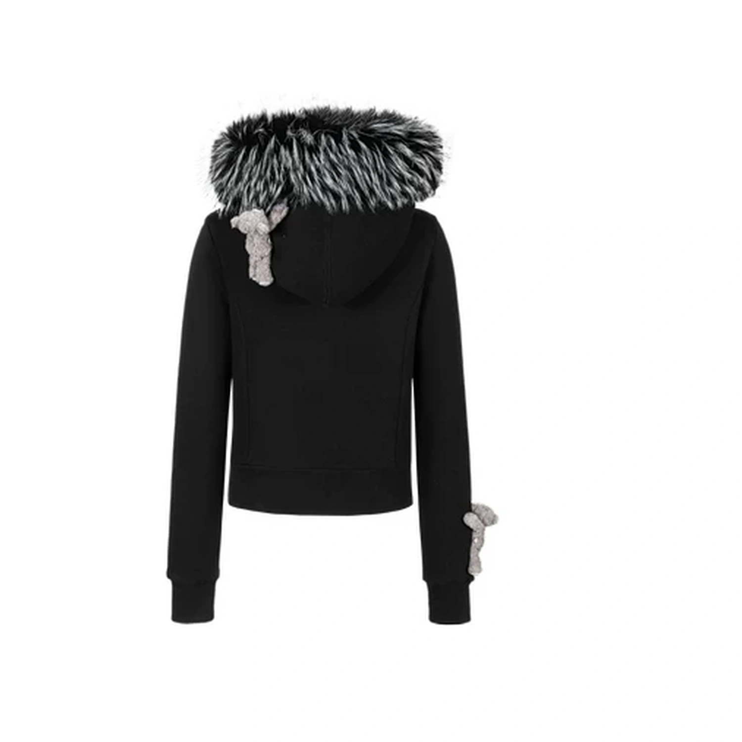 13DE MARZO Doozoo Fur Collar Hoodie Black - Image 2