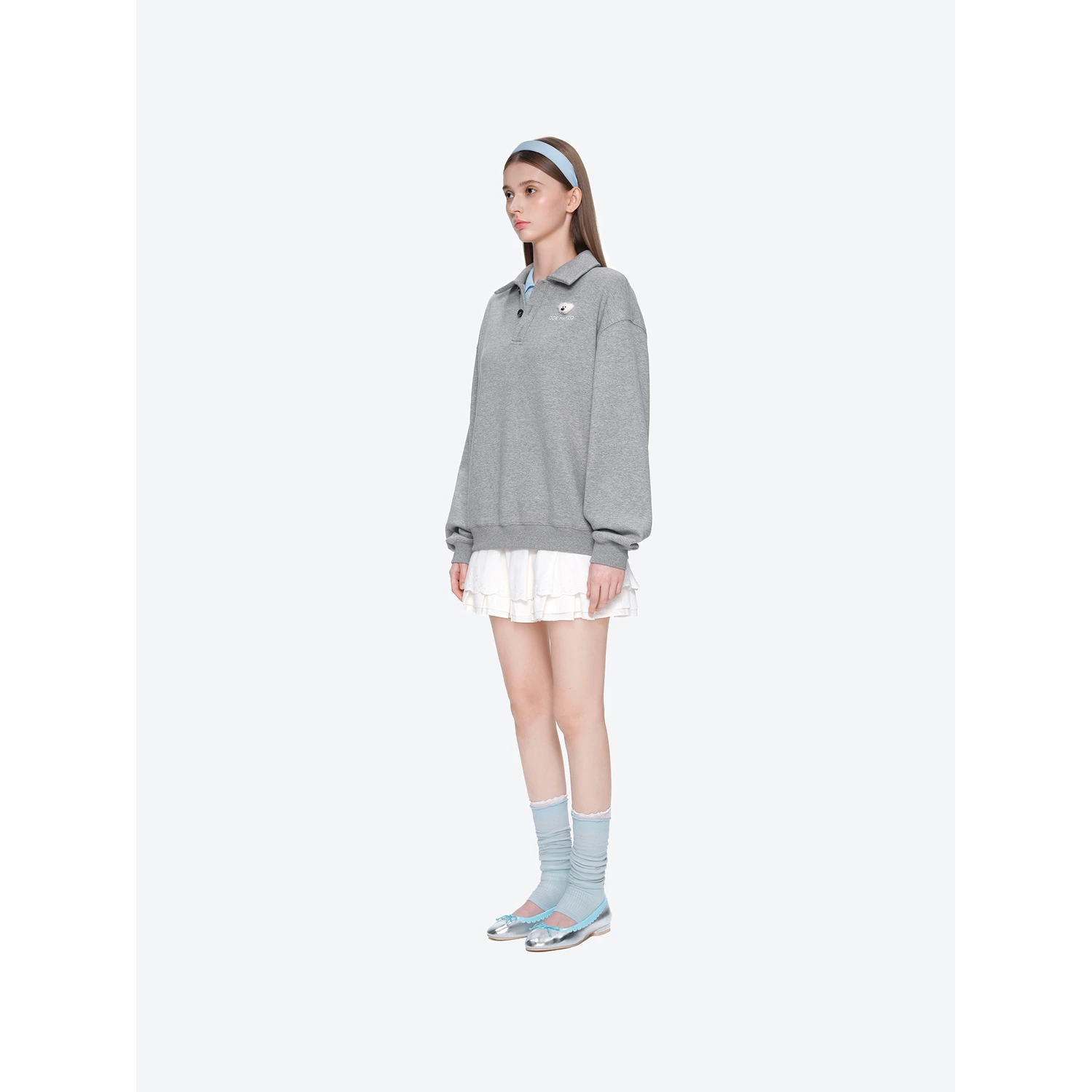 13DE MARZO Polo Long Sleeve Sweatshirt Grey - Image 3