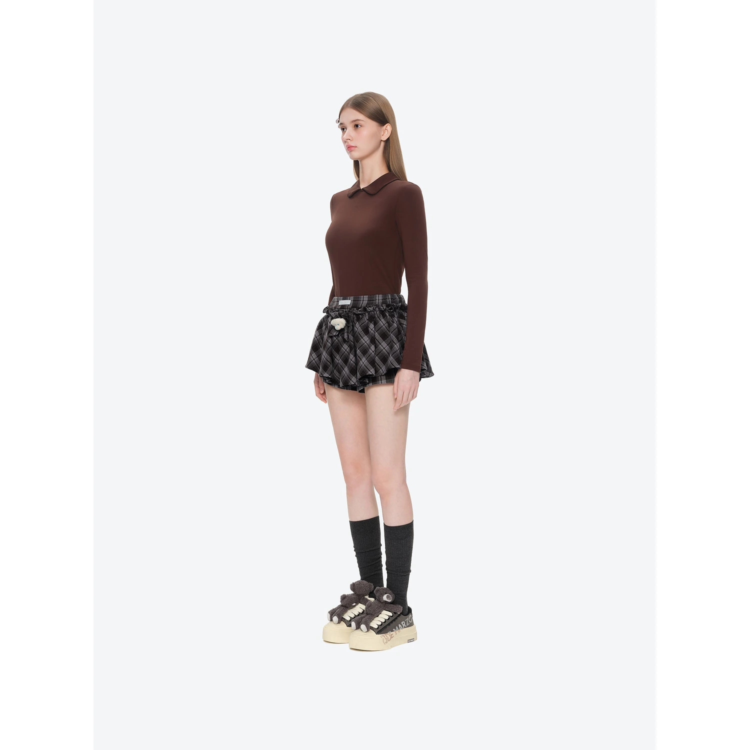 13DE MARZO Plaid Bow Tulle Skirt Blue - Image 3