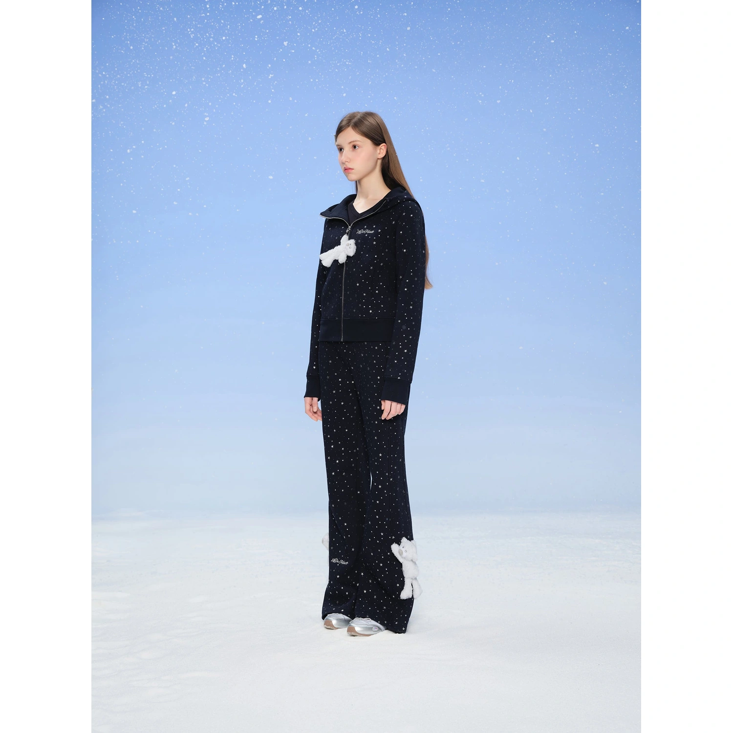 13DE MARZO Galaxy Spark Slim Fit Hoodie Navy Blue - Image 3