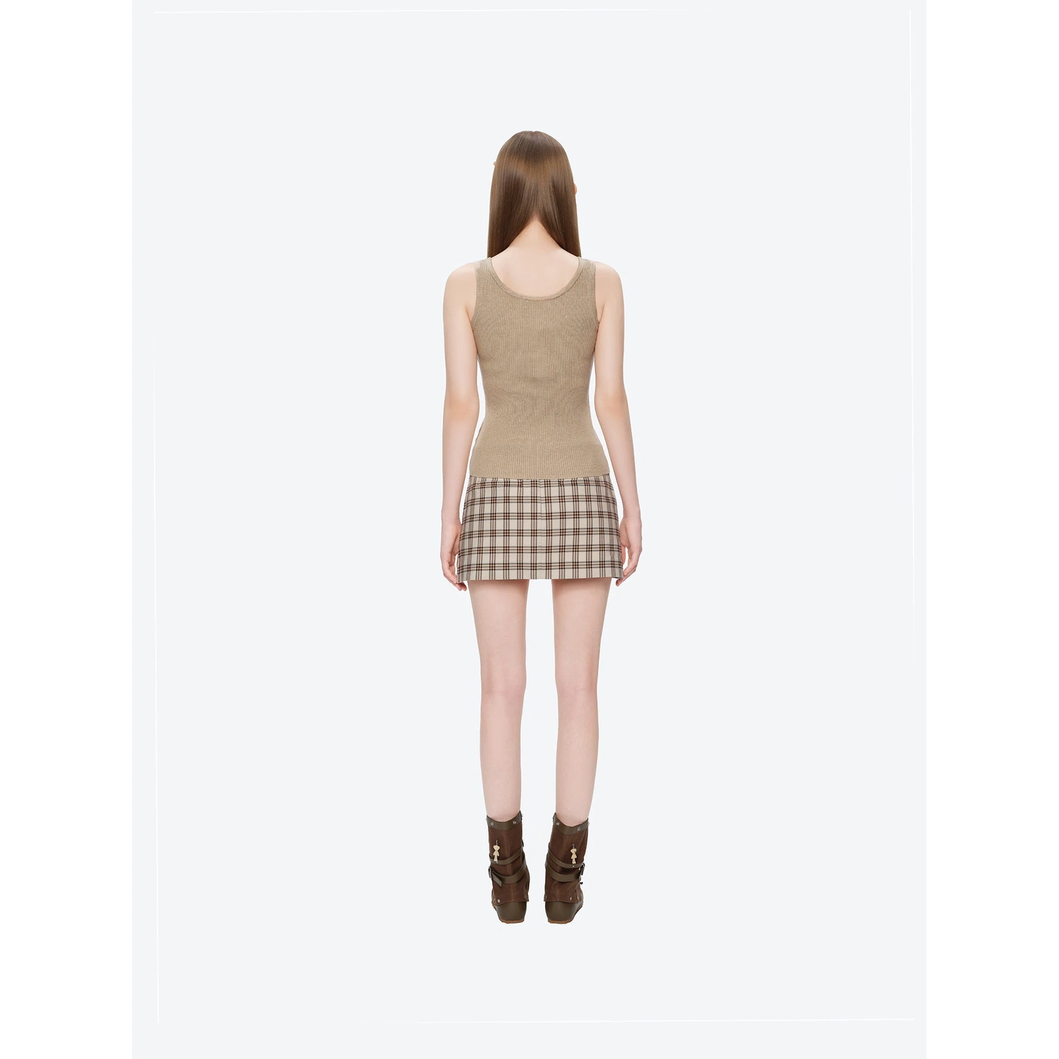 13DE MARZO Henley Neck Knit Vest Khaki - Image 4