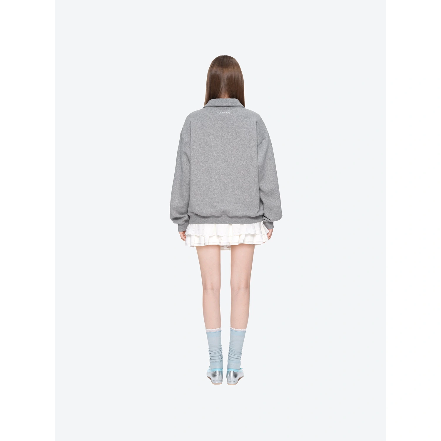 13DE MARZO Polo Long Sleeve Sweatshirt Grey - Image 4
