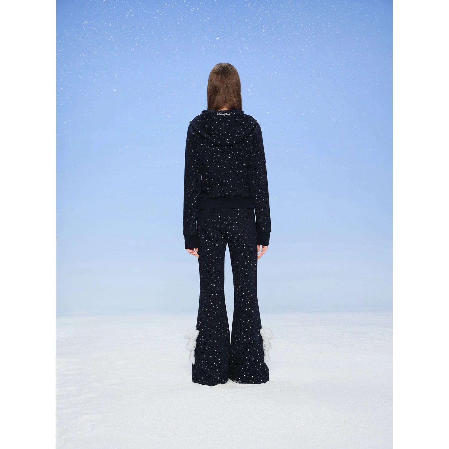 13DE MARZO Galaxy Spark Slim Fit Hoodie Navy Blue - Image 4
