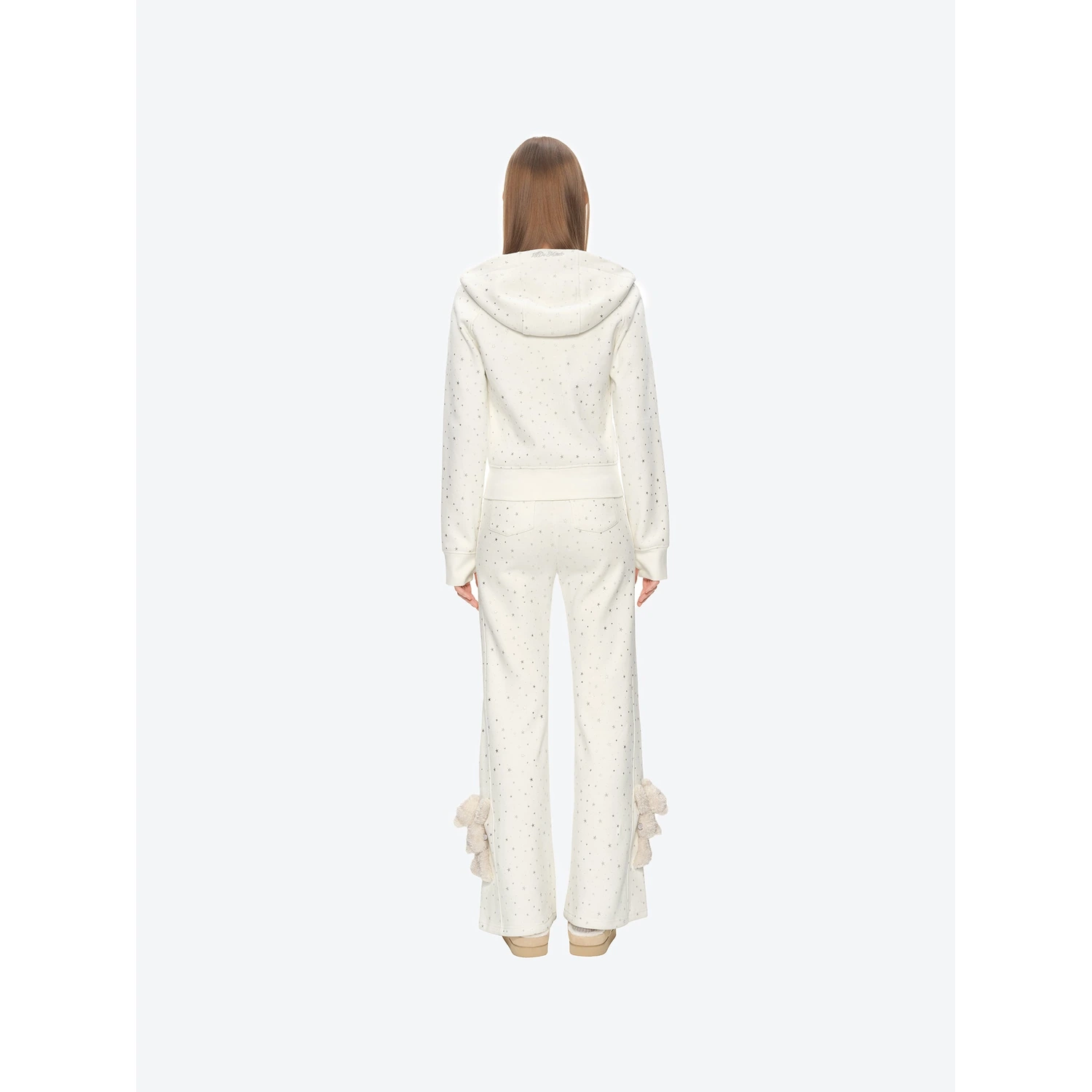13DE MARZO Galaxy Spark Micro Flare Sweatpants Beige - Image 4