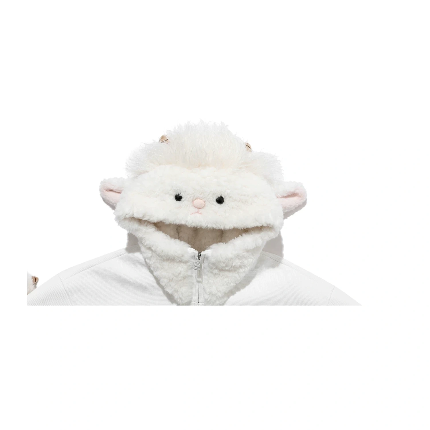 13DE MARZO Lamb Bear Zip Hoodie Beige - Image 4
