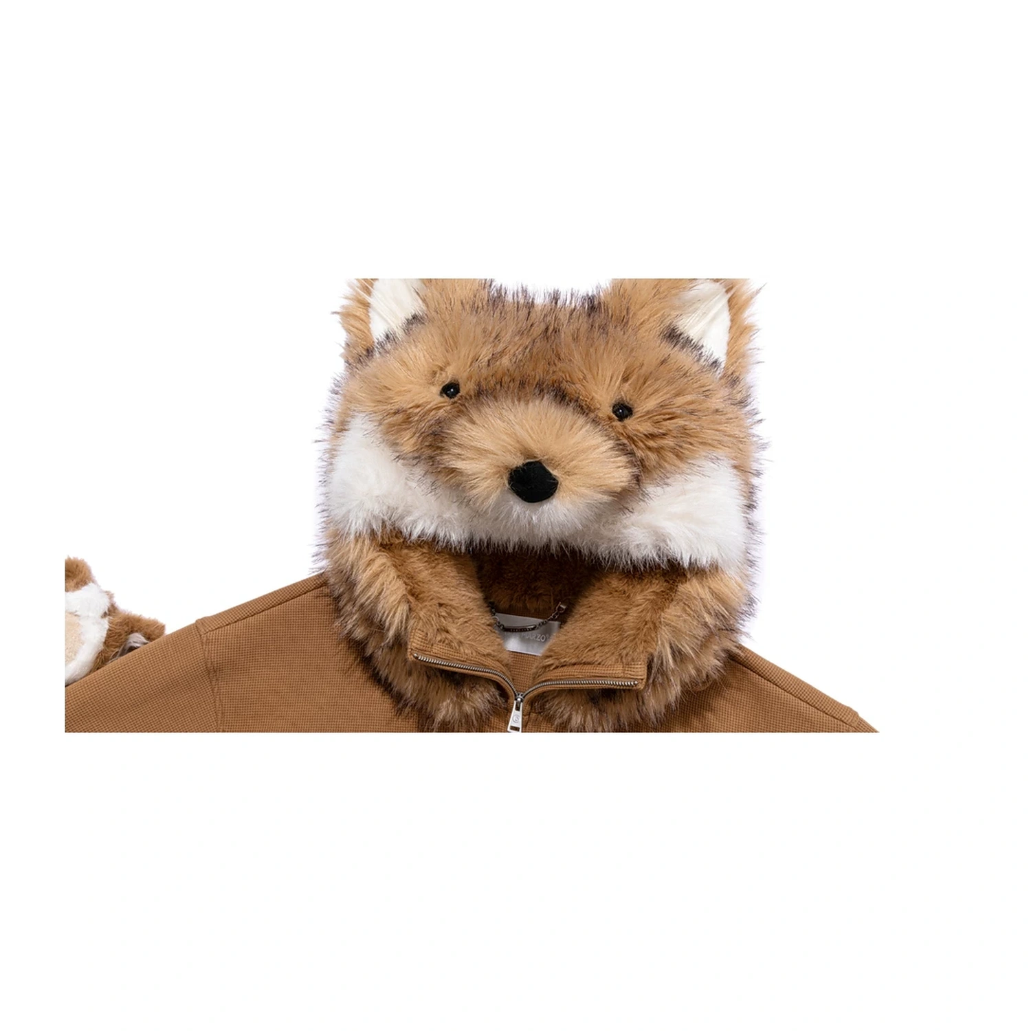 13DE MARZO Fox Bear Zip Hoodie Light Brown - Image 4