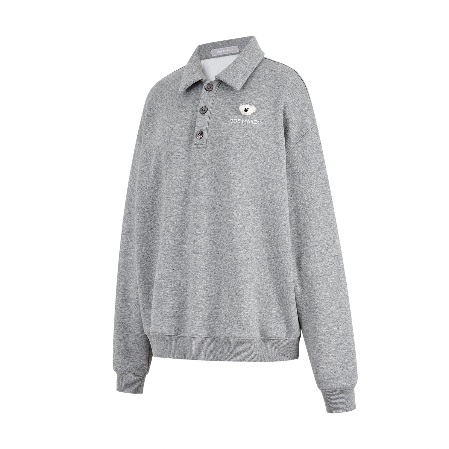 13DE MARZO Polo Long Sleeve Sweatshirt Grey - Image 5