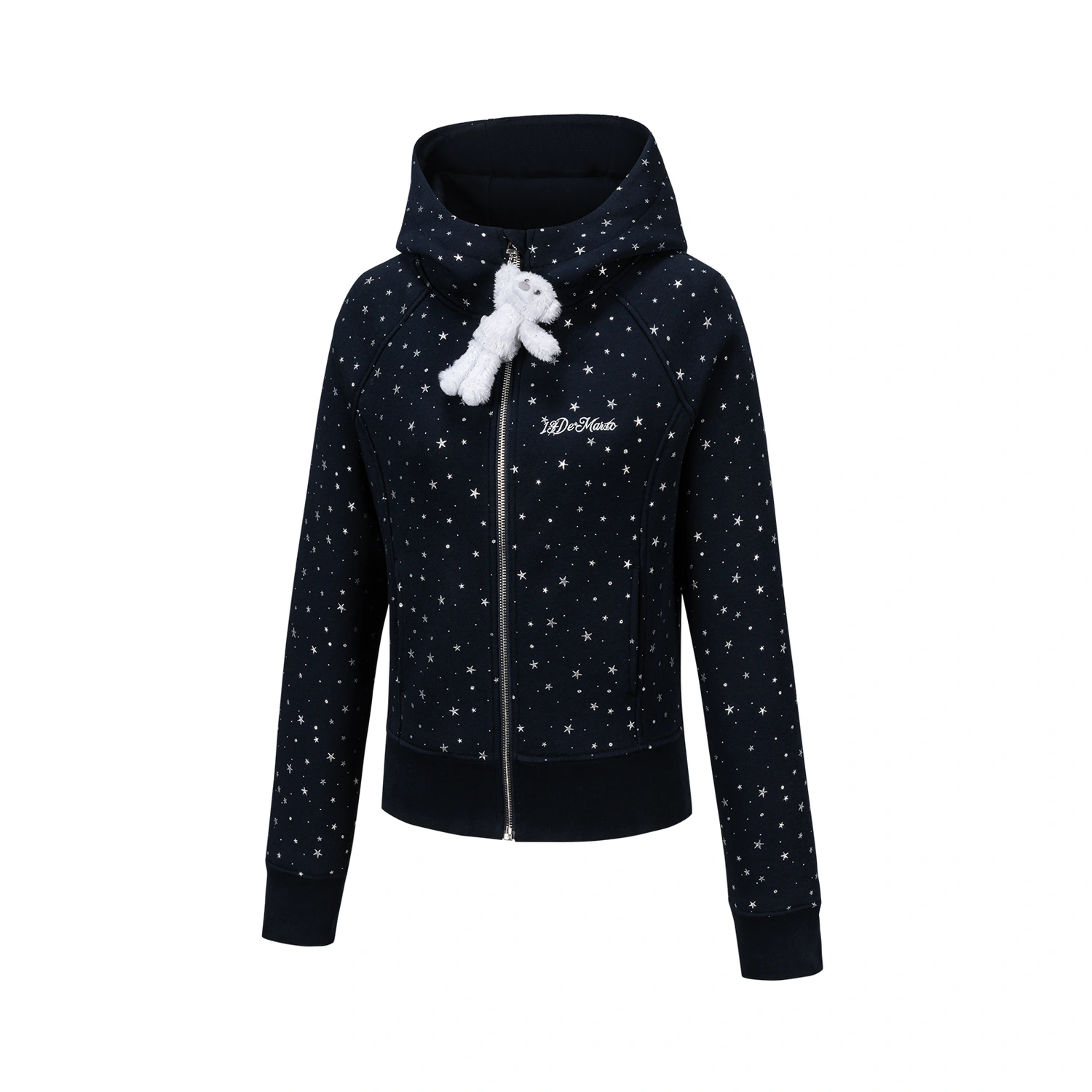 13DE MARZO Galaxy Spark Slim Fit Hoodie Navy Blue - Image 5