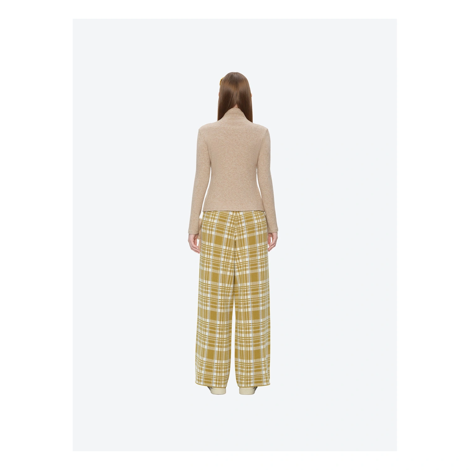 13DE MARZO Knit Jacquard Plaid Pants Yellow - Image 5