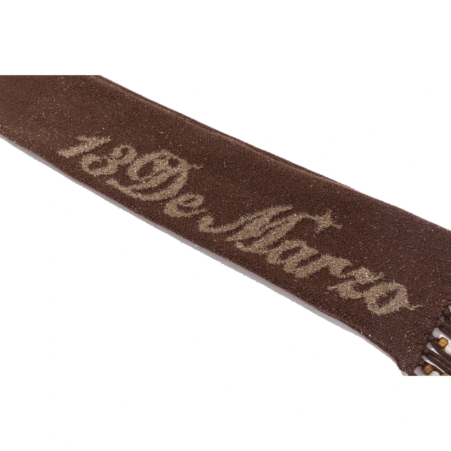 13DE MARZO Doozoo Bow Tassel Beaded Scarf Brown - Image 6