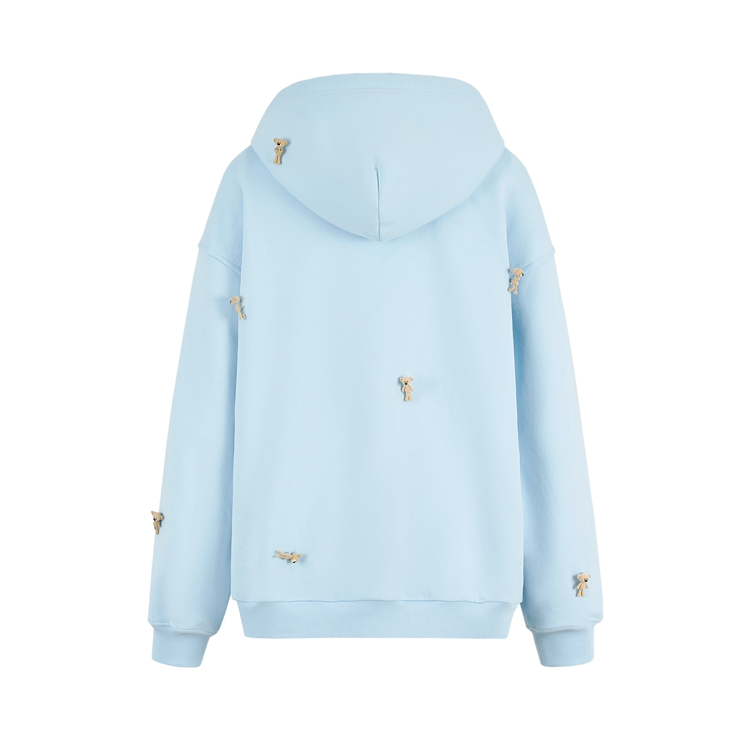 13DE MARZO All-Over Flocked Bear Zipper Hoodie Blue - Image 6