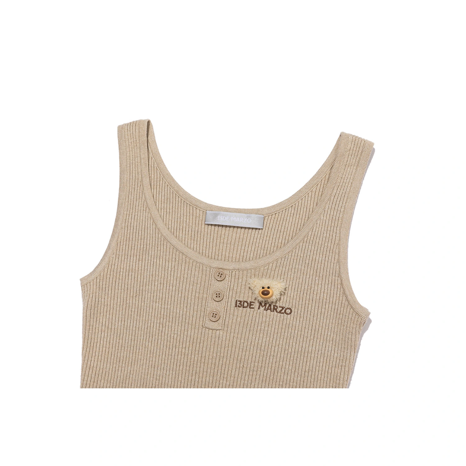 13DE MARZO Henley Neck Knit Vest Khaki - Image 7