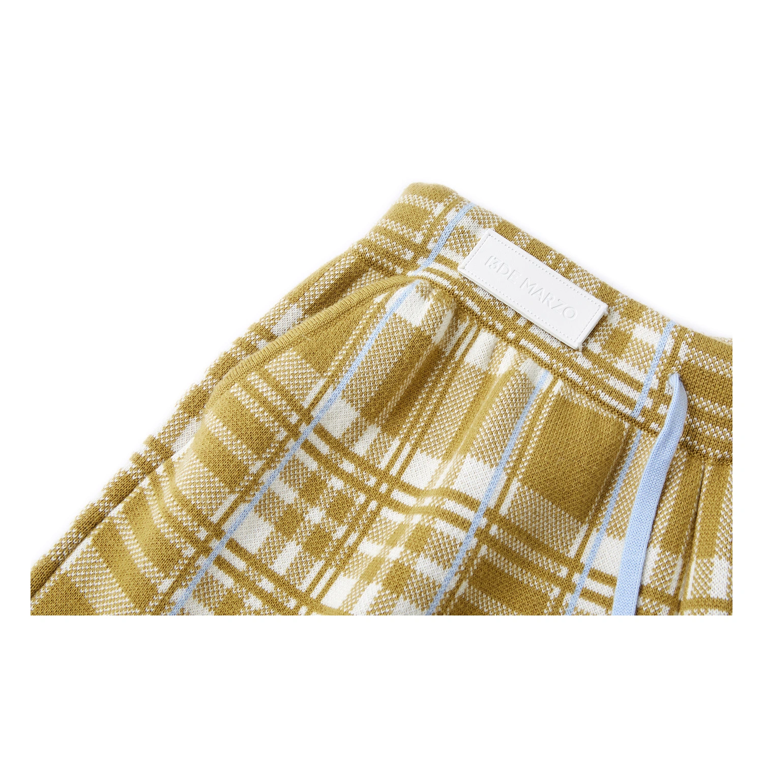 13DE MARZO Knit Jacquard Plaid Pants Yellow - Image 8