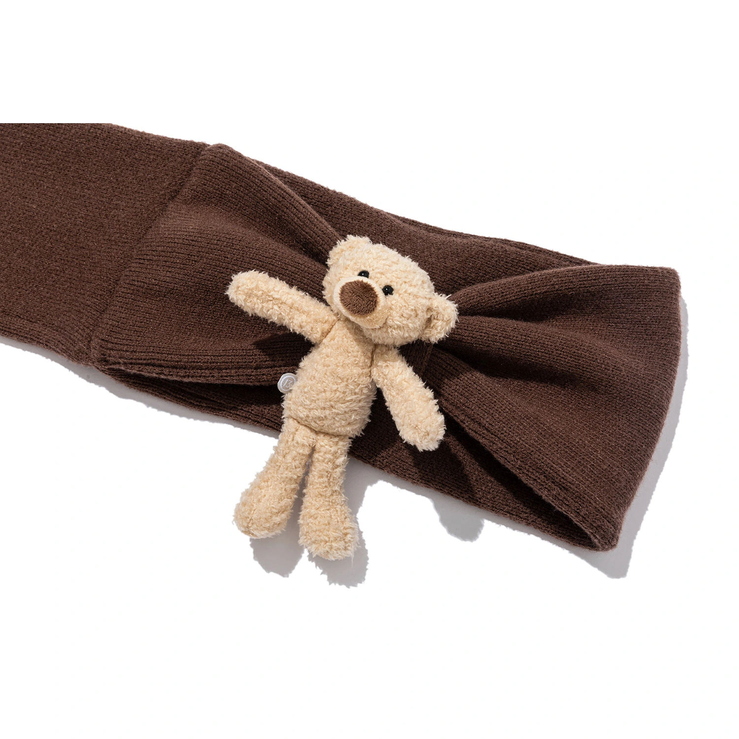 13DE MARZO Doozoo Bow Tassel Beaded Scarf Brown - Image 9