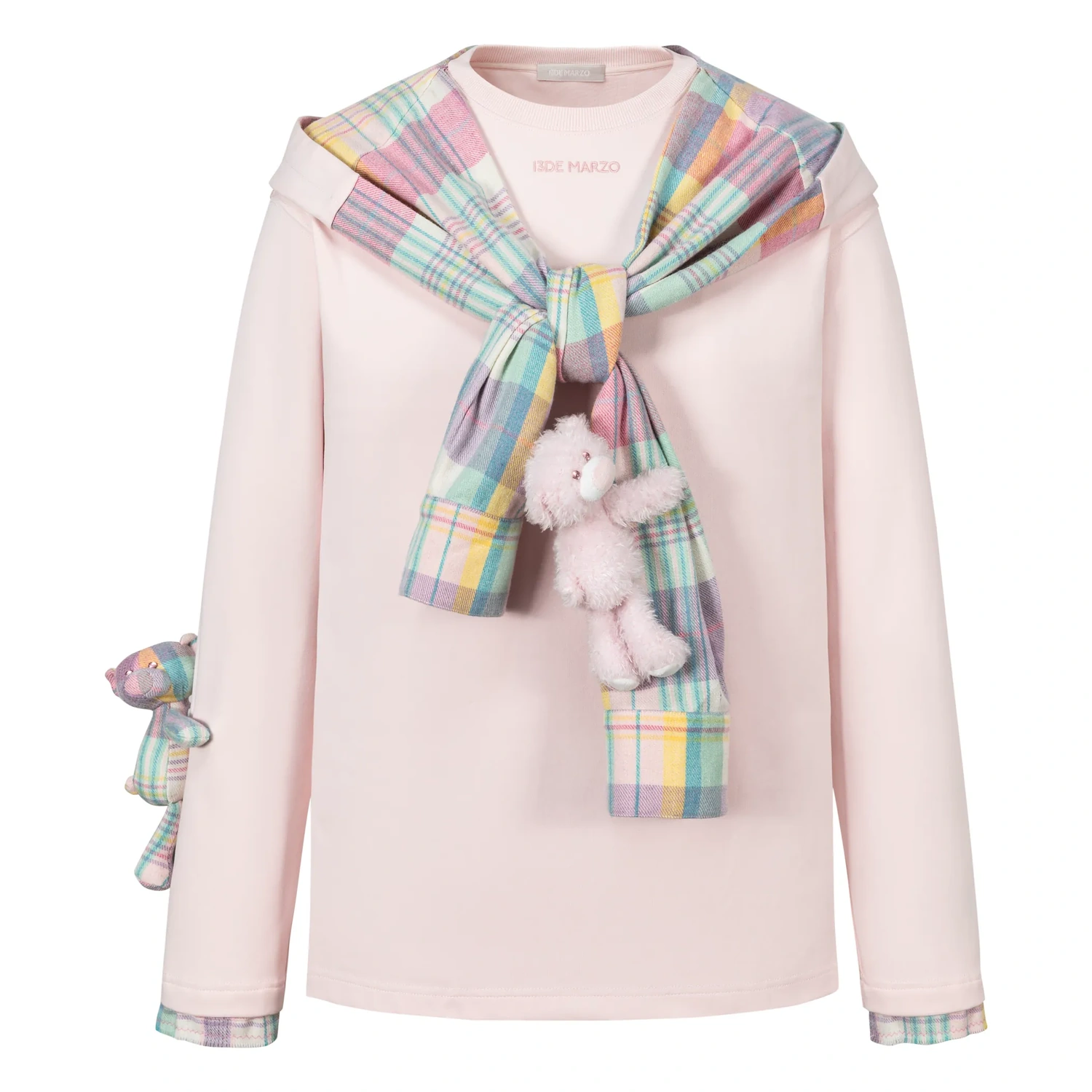 13DE MARZO Plaid Deconstructed Long Sleeve Pink