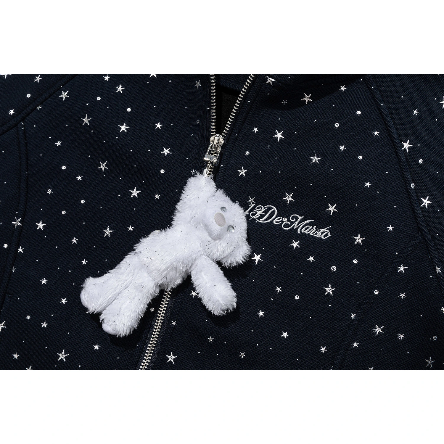13DE MARZO Galaxy Spark Slim Fit Hoodie Navy Blue - Image 10