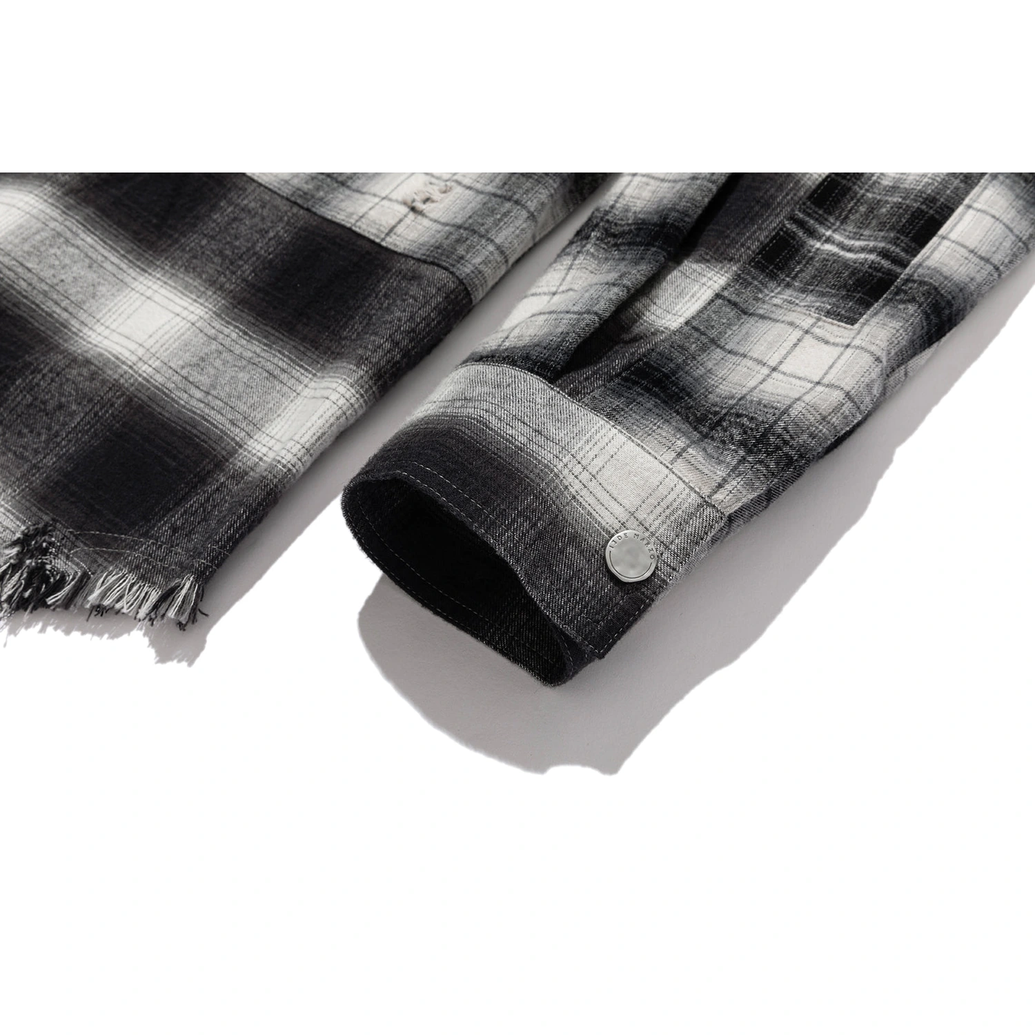 13DE MARZO Patchwork Plaid Distressed Shirt - Image 11