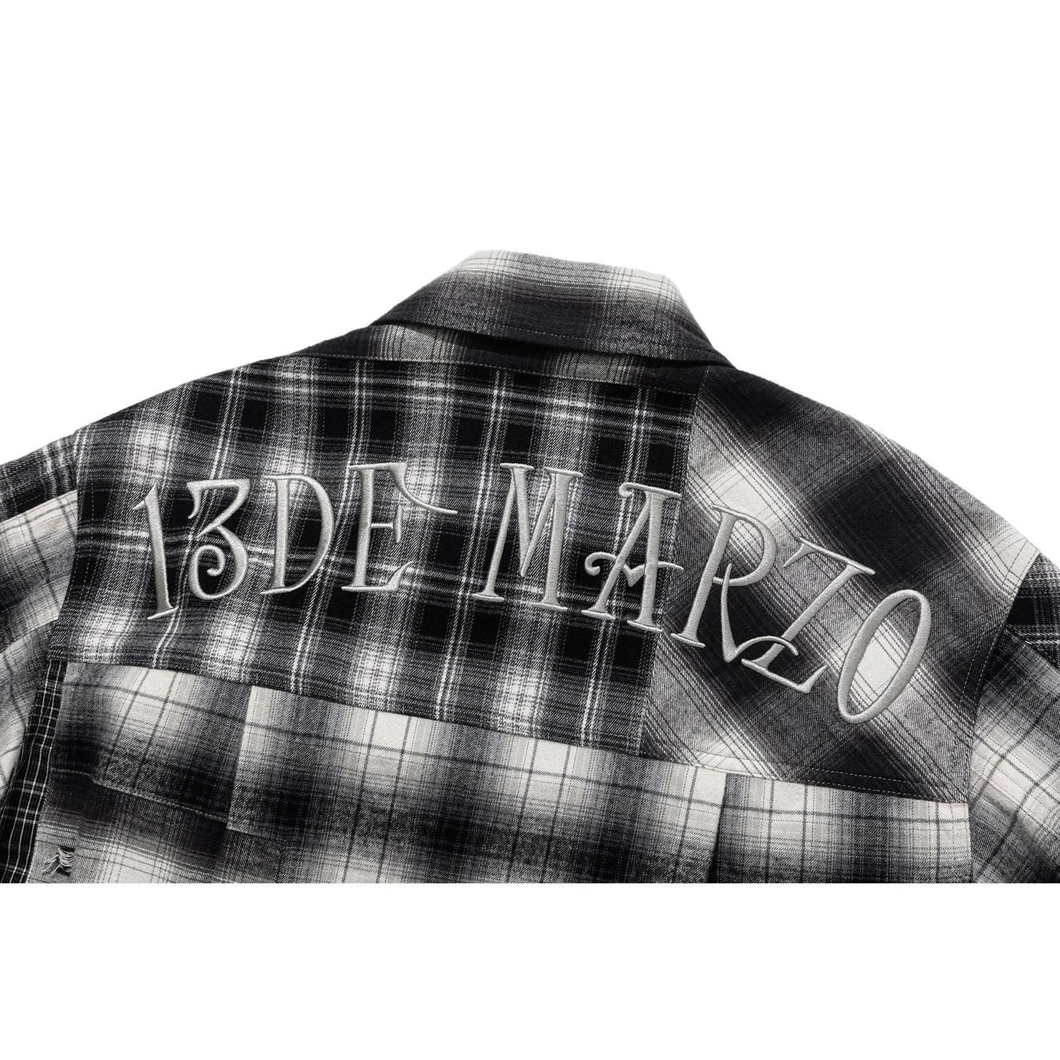 13DE MARZO Patchwork Plaid Distressed Shirt - Image 12