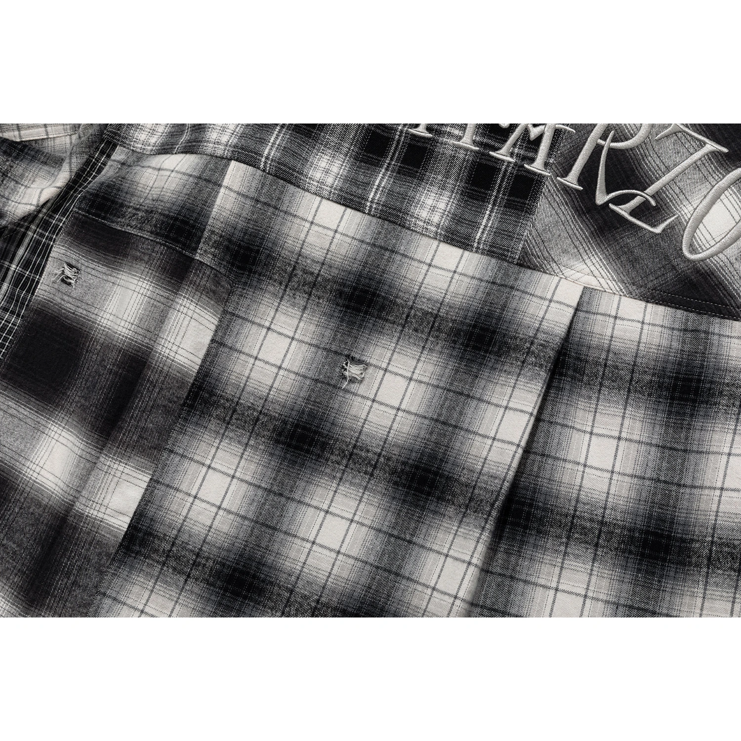 13DE MARZO Patchwork Plaid Distressed Shirt - Image 14
